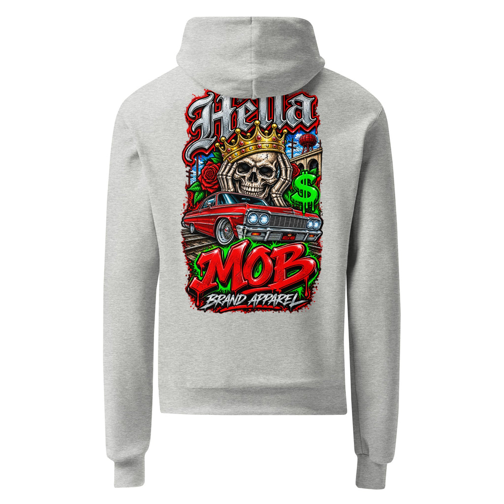 Hella Mob Champion Powerblend Light Steel hoodie back view