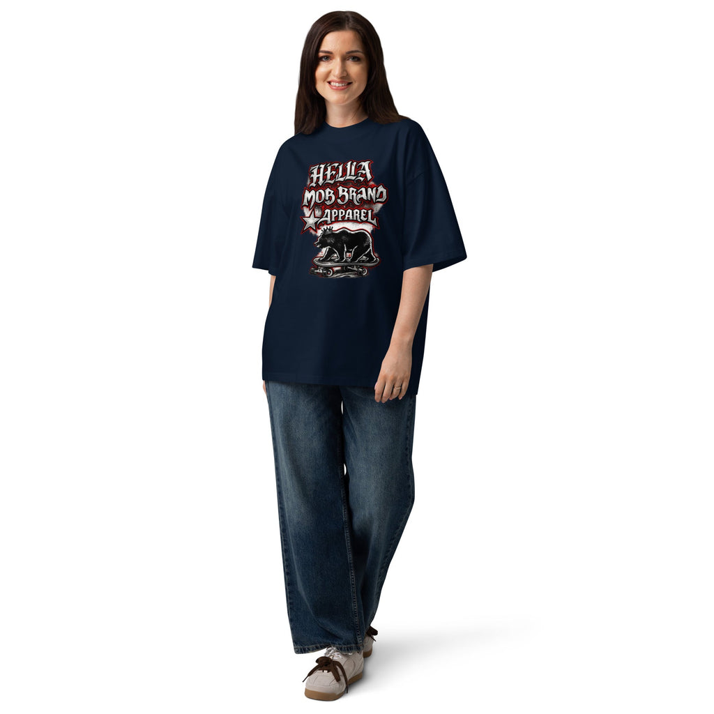 Hella Mob streetwear oversized T-shirt French Navy front view