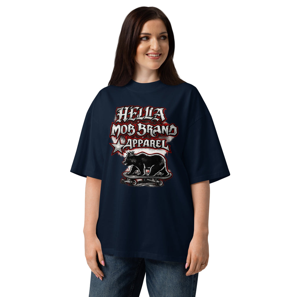 Hella Mob organic oversized T-shirt French Navy front view