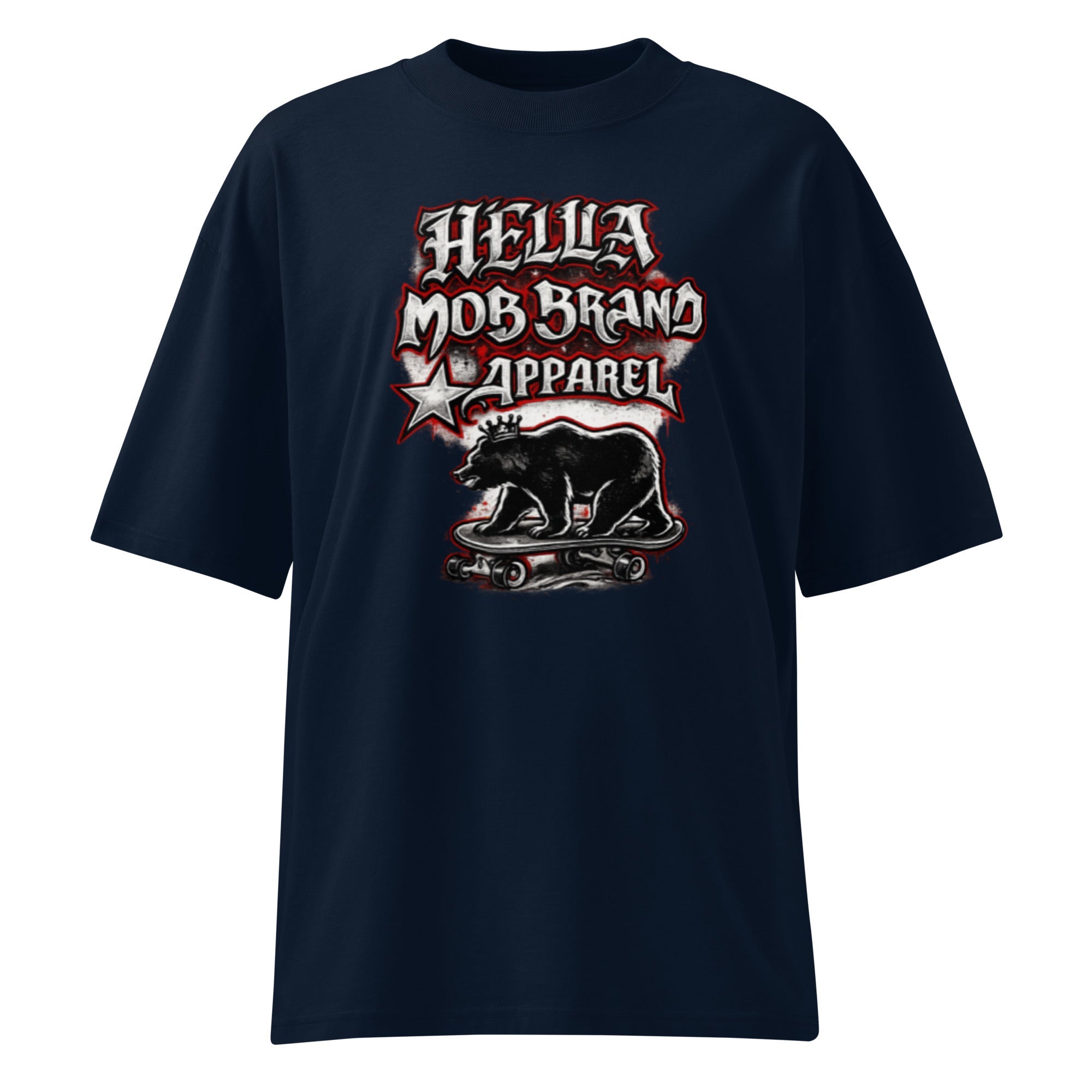 Unisex organic oversized high neck t-shirt - Hella Mob Brand Apparel