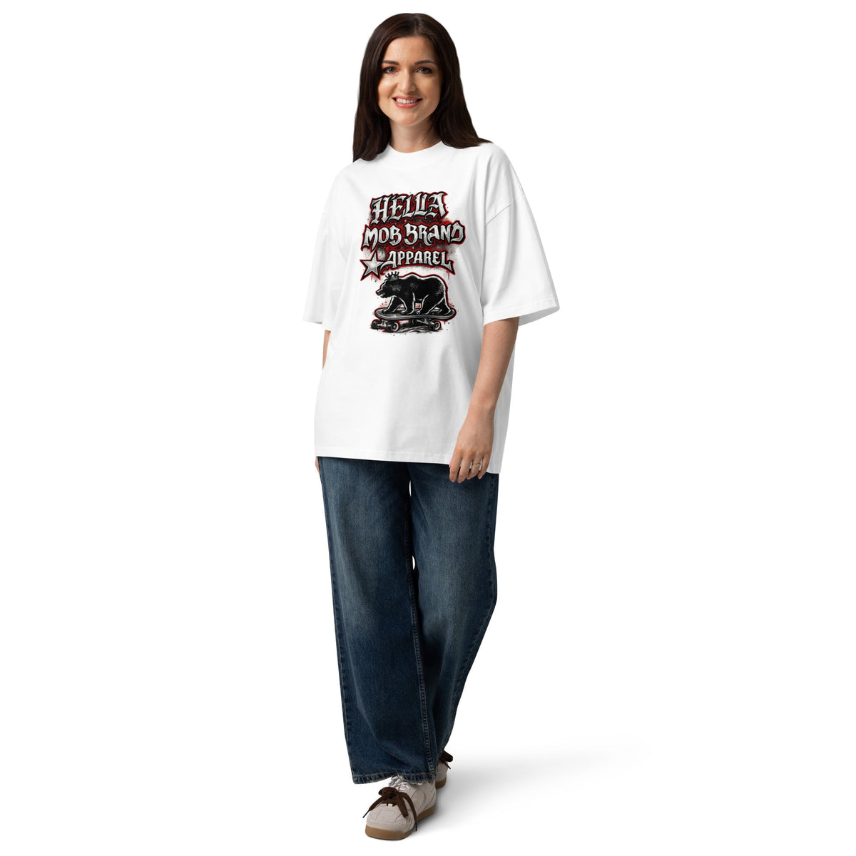 Hella Mob organic oversized T-shirt White alternate front view