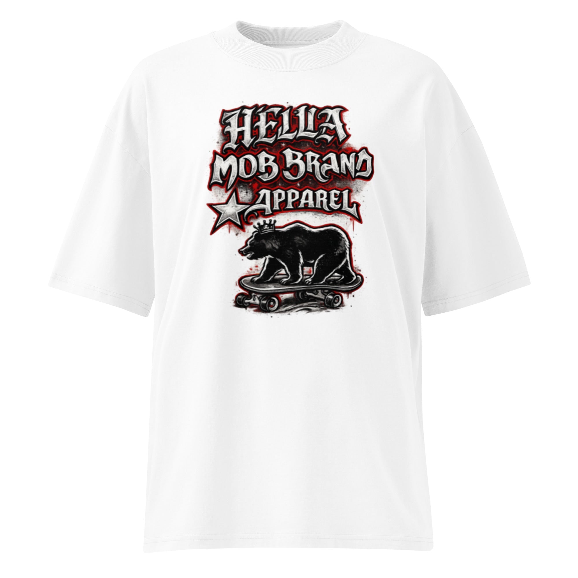 Unisex organic oversized high neck t-shirt - Hella Mob Brand Apparel