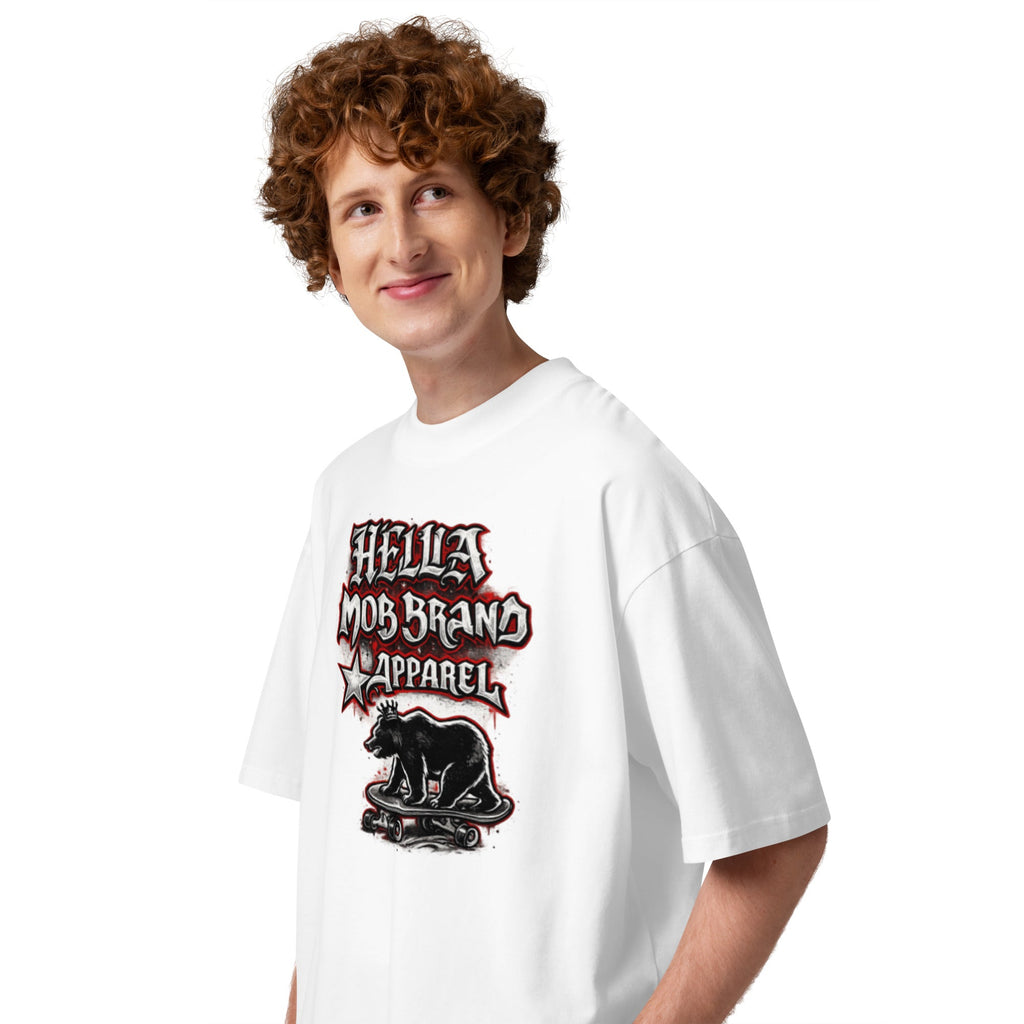 Hella Mob organic high neck oversized T-shirt White left side
