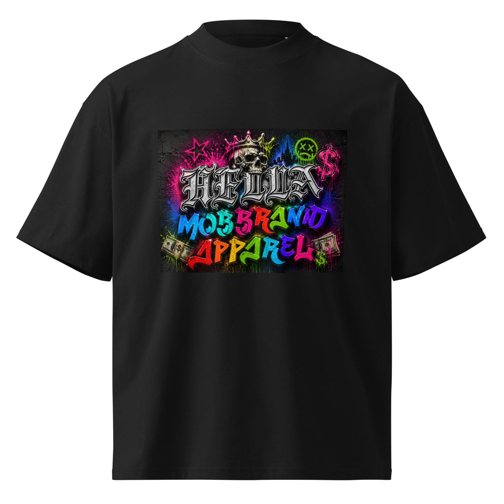 Unisex organic oversized high neck t-shirt - Hella Mob Brand Apparel