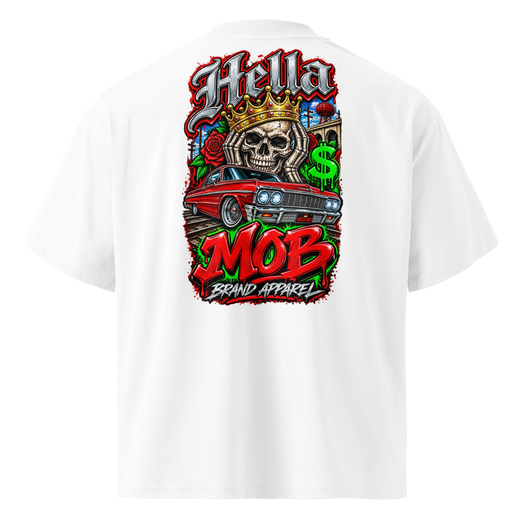 Unisex organic oversized high neck t-shirt - Hella Mob Brand Apparel