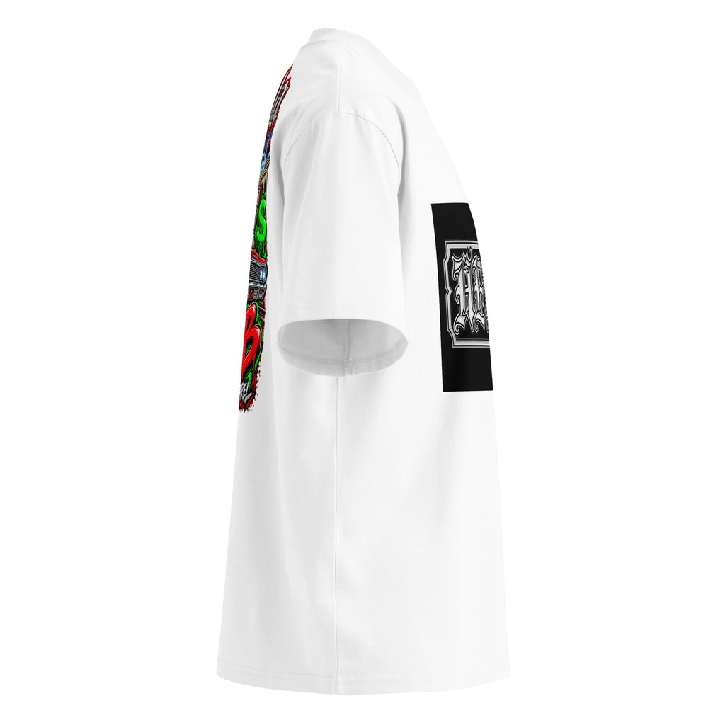 Unisex organic oversized high neck t-shirt - Hella Mob Brand Apparel