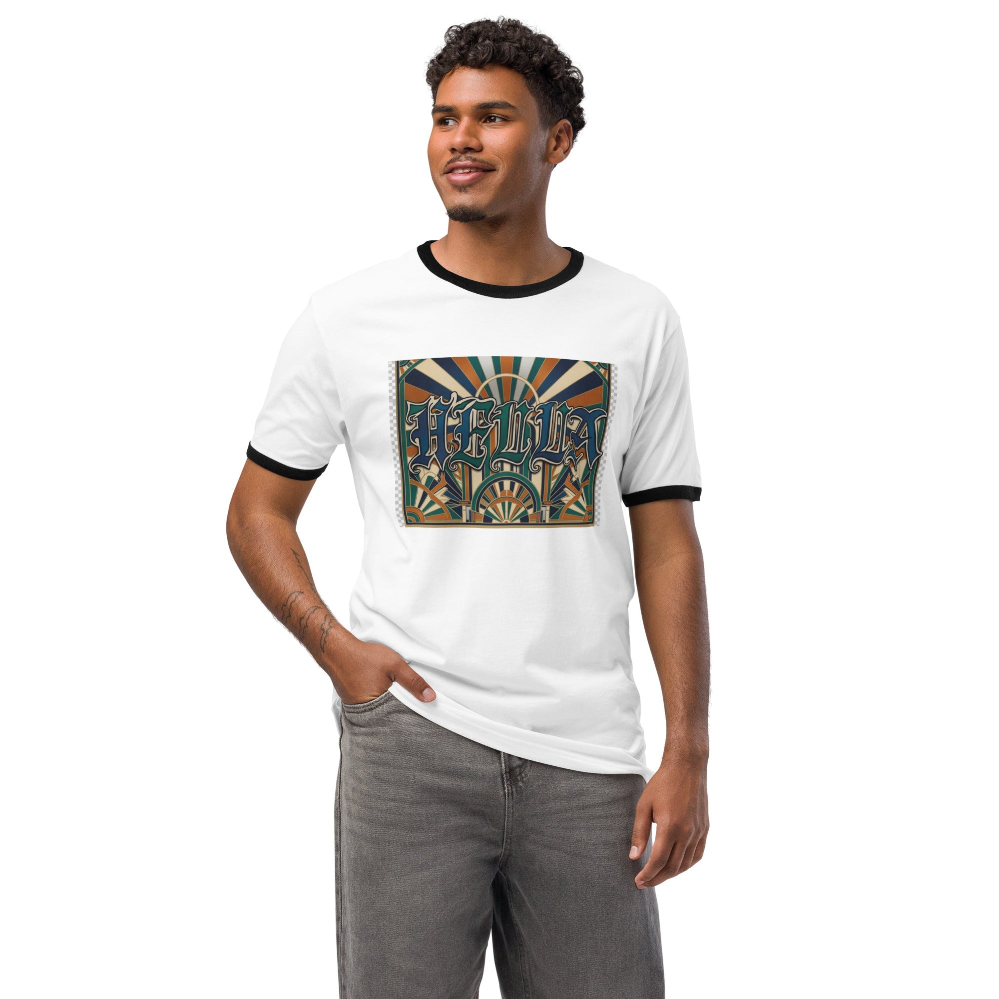 Unisex ringer t-shirt - Hella Mob Brand Apparel