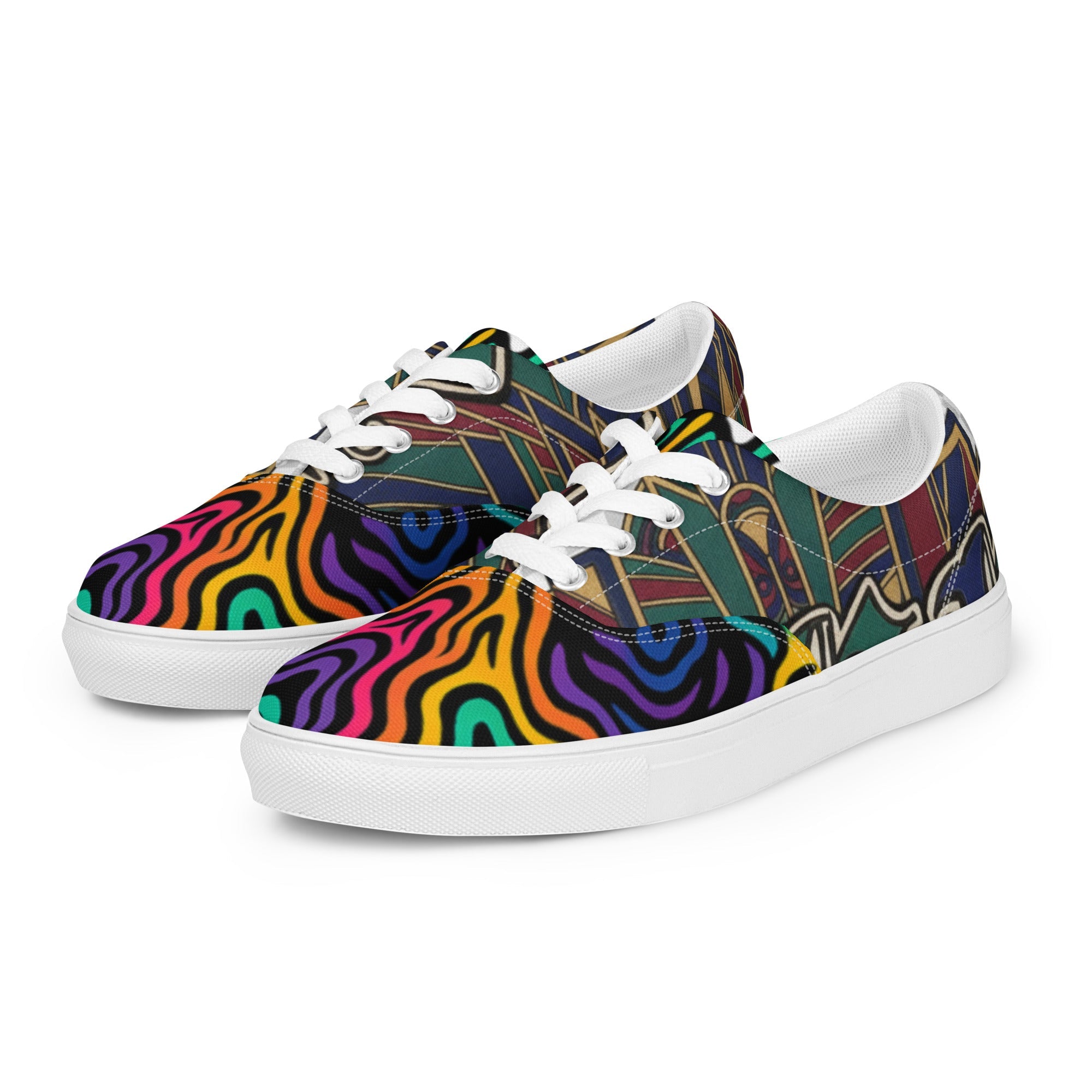 Women’s lace-up canvas shoes - Hella Mob Brand Apparel